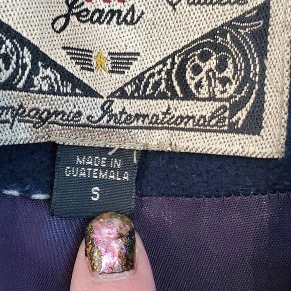 90s Boyfriend Blazer Navy Blue Striped  Wool Blend‎ Preppy Sz Small - Picture 9 of 11